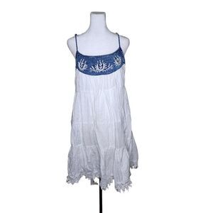 Bad Little Country Girl Tina Strappy Denim Top Dress Womens Size XL White